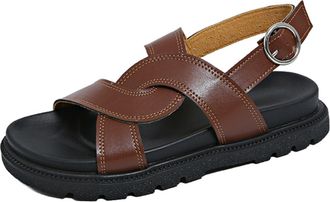 Generic Summer Walking Sandals for Women Uk Womens Summer Versatile Fairy Roman Casual Large Size Womens (Brown, 7.5)