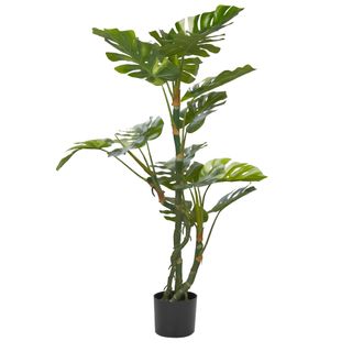 Beliani Planta Artificial En Maceta Para Interior Maceta Moderna De Pl&aacute;stico Negro 135 Cm Monstera Plant