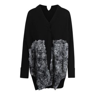 Pierantonio Gaspari Truien & Vesten, Dames, Zwart, S, Wol, Over Cardigan met Zijspliten