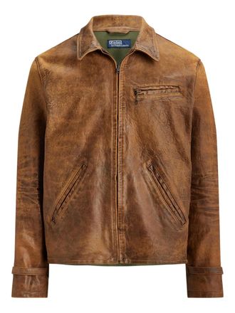 Polo Ralph Lauren zip sheepskin bomber jacket - Brown