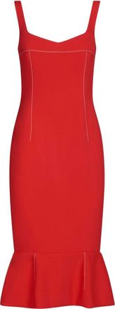 Marni flounce-hem sheath midi dress - women - Viscose/Spandex/Elastane - 46 - Red