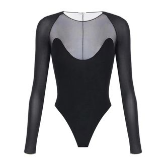 Elisabetta Franchi Stretch Jersey Bodysuit - Dames - Bodies - Zwart - L - Tule - Tops