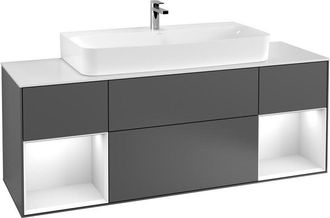 Villeroy & Boch Villeroy&boch - Finion, Muebles De Ba&ntilde;o, 1600 X 603 X 501 Mm, Angular, Con Estanter&iacute;a (iluminada), Modelo Suspendido, En Madera, Lavabo En El Medio, I