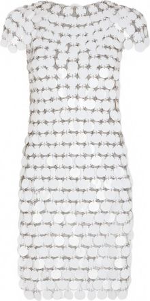 Paco Rabanne Womens Iconic Sparkle Discs Dress In White