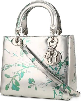 Dior 2020s Lady Dior handtas met bloemenprint - Grijs