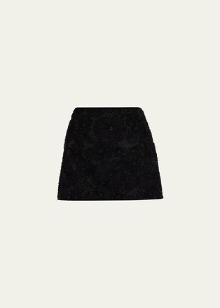 Veronica Beard Olenna Beaded Floral Mini Skirt
