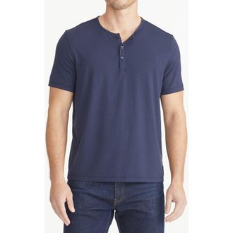UNTUCKit Ecosoft Short Sleeve Henley in Navy at Nordstrom, Size Xxx-Large