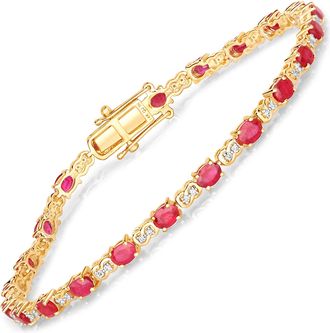 Diana M. Jewels Bkk Ruby Oval 4x3mm - 22Pcs + White Diamond F/C Round 1mm ( I1-I2/I color ) - 44Pcs ( White Pen Rhodium ) ( Box Lock With Double Safety )