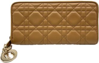 Dior Lady Dior Beige Bow Coin Purse/Coin Case (Pre-Owned)