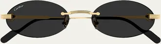 Cartier Mens Premiere de Cartier Rimless Oval Metal Sunglasses