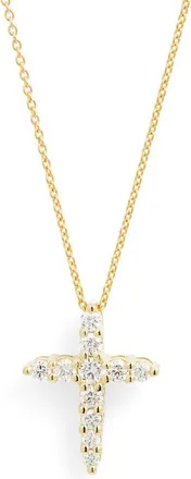 Roberto Coin Tiny Treasures Diamond Cross Pendant Necklace in Yellow Gold at Nordstrom, Size 18
