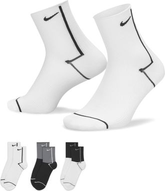 Nike Unisex Everyday Plus Lightweight Sports Socks 3 Packs Black/White/Grey CK6021-904