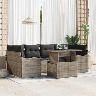 vidaXL Vidaxl - Conjunto De Sof&aacute; De Jard&iacute;n Manual 7 Pcs Gris 100 X 55 X 73 Cm