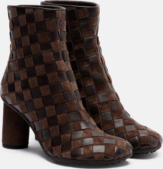 Bottega Veneta Intrecciato 75 leather and suede ankle boots