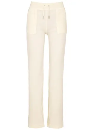 Juicy Couture Del Ray Logo Velour Sweatpants - Cream - XL (UK16 /xl)