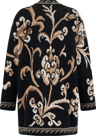 Etro Womens Cardigan With Graphic Pattern Black Wool Cardigans Sweater