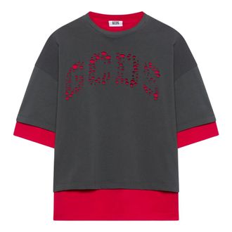 GCDS T-shirt con patch logo solarizzato - - Tops - Donna - Grigio - L