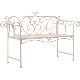 vidaXL Vidaxl - Panchina da Giardino 132 cm in Metallo Bianco Anticato