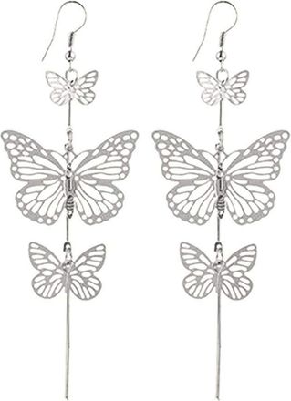 Generic Women Punk Gold Silver Color Long Dangle Drop Butterfly Earrings Hook Eardrops Stylish Nice and Deft
