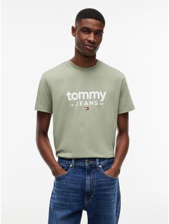 Tommy Hilfiger Mens Tommy Jeans Logo Slim Fit T-Shirt - Green - XXL