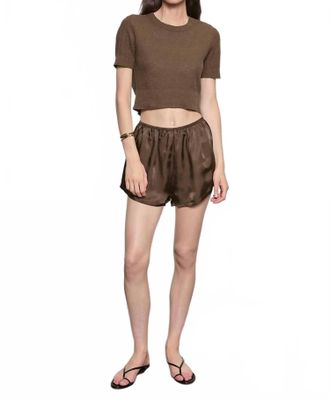 Enza Costa Fluid Twill Slip Short In Chocolate