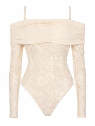 Zimmermann Lace Bodysuit Rebellion Sheer Off-Shoulder