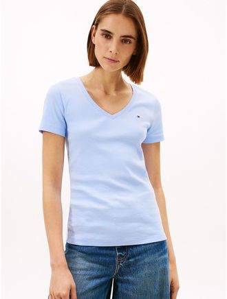 Tommy Hilfiger Womens V-Neck Favorite T-Shirt - Blue - XXL