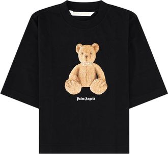 Palm Angels Black Cropped Teddy Bear Cotton T-Shirt