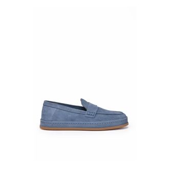Hogan Loafers, female, Blue, Size: 8 1/2 US Suede Moccasin