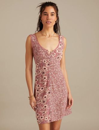 Lucky Brand Womens Femme Print Mix Mini Dress
