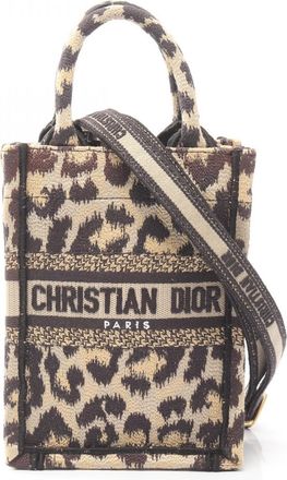 Dior Beige Brown Canvas Handbag Tote Bag (Pre-Owned)