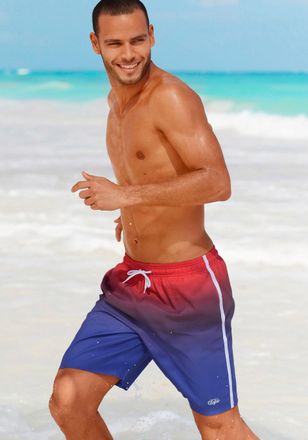 Buffalo Badeshorts BUFFALO, Herren, Gr. XXL (58/60), N-Gr, bunt (rot, blau, bedruckt), Microfaser, Microfaser, Polyester, Farbverlauf, bedruckt, Badehosen Bad