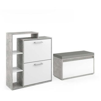 Vicco Scarpiera da ingresso Orlando, Calcestruzzo, 2 parti, con banco