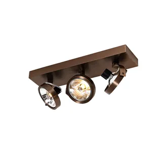 QAZQA Dise&ntilde;o Foco De Dise&ntilde;o Bronce Oscuro 3 Luces Giratorio E Inclinable - Go Aluminio Rectangular Adecuado Para Led Max. 3 X 3 Watt - Qazqa