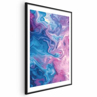 OEM P&oacute;ster - Flujos Nocturnos - Olas Abstractas En Tonos Azules Y Morados