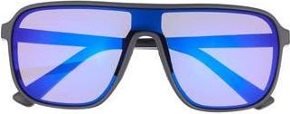 Hurley 133mm Oversize Polarized Shield Sunglasses in Rubber Black at Nordstrom Rack