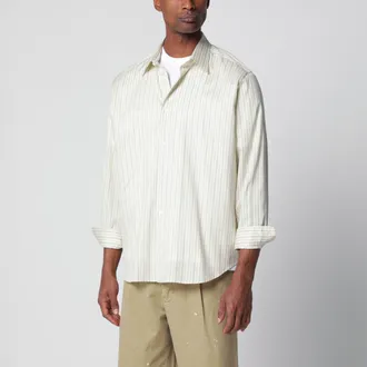 Auralee Camicia a righe avorio in cotone e seta