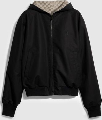 Gucci Reversible Cotton Canvas Zip Jacket, Size 44, Black