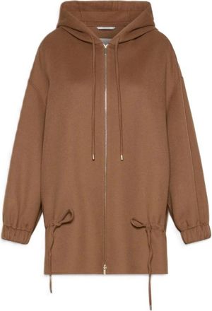 Max Mara Smmadriana Korte Jas - Dames - Vesten met rits - Bruin - S - Wol - Hoodies & sweatvesten
