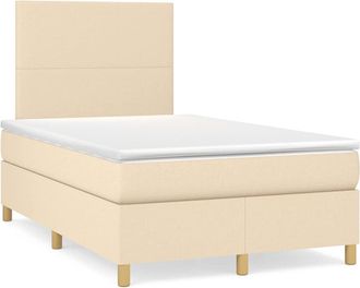 vidaXL Cama Box Spring Con Colch&oacute;n Y Luces Led Tela Crema 120x190 Cm Vidaxl