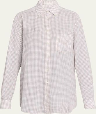 The Row Dalan Check Cotton Poplin Button-Down Shirt
