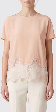 Fabiana Filippi Blusa girocollo in misto seta con inserti in pizzo