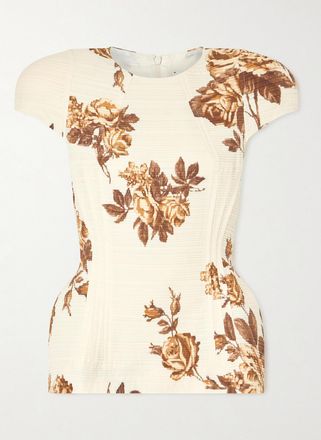 Magda Butrym Blusa In Raso Pliss&eacute; Floreale - Crema