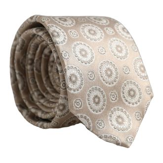 Dolce & Gabbana Zijden Medallion Cirkel Verstelbare Strikdas - Heren - Accessoires - Beige - Maat: ONE Size Zijde
