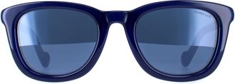 Moncler ML0118 92X glanzend koningsblauw blauwe spiegelzonnebril