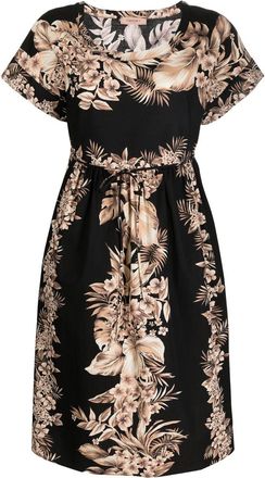 Twin-Set floral-print scoop neck dress - women - Cotton - 38 - Black