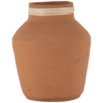 Foreside Home And Garden Natural Handthrown Terracotta & Rattan Accents Decorative Home Vase in Brown at Nordstrom