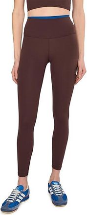 SPLITS59 Dual High-Waist Airweight 7/8 Leggings Womens Casual Pants Dark Chocolate/Classic Blue : SM, Nylon/Spandex