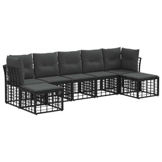 vidaXL Conjunto De Sof&aacute;s De Exterior Negro Poli&eacute;ster Vidaxl