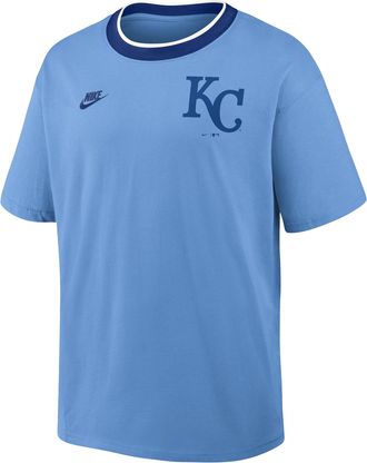 Nike Kansas City Royals Cooperstown Ringer Nike Mens MLB T-Shirt in Blue | 045Q0FUTKCA-N3R